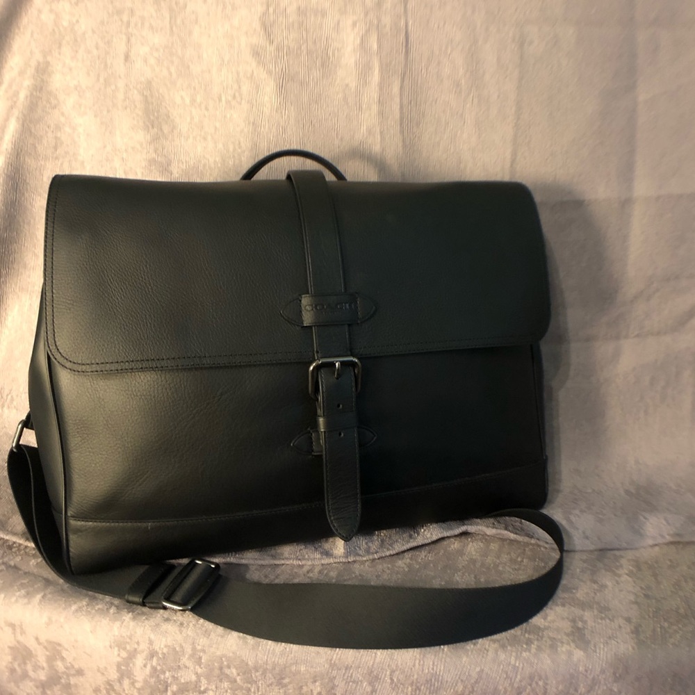 Coach Hudson Black Leather Messenger Bag
